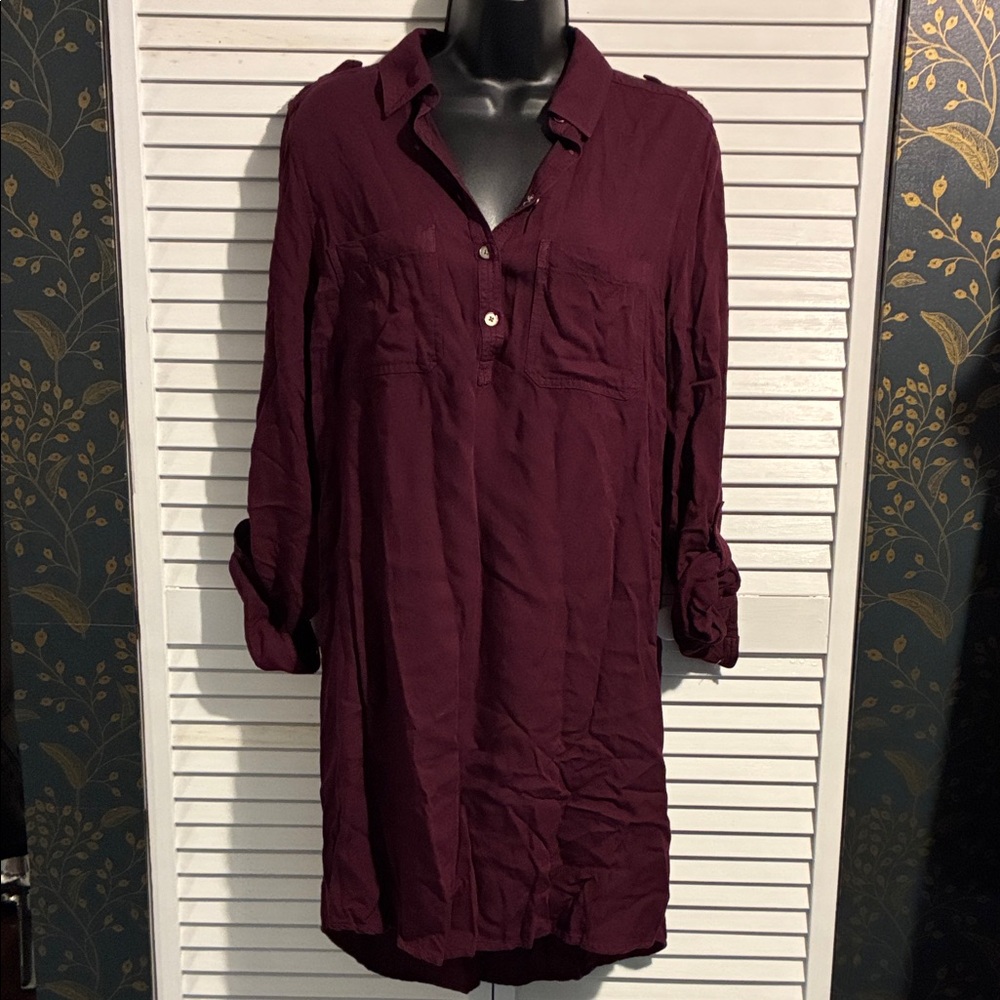 SO Deep Burgundy Shirt Dress